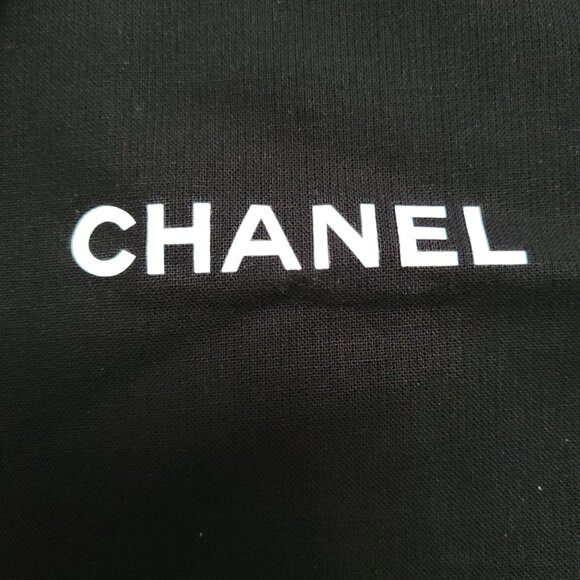 Chanel Dust Bag Empty Drawstring Logo Spell Out Fabric Black 12.5 x 7.5 in - Picture 3 of 9